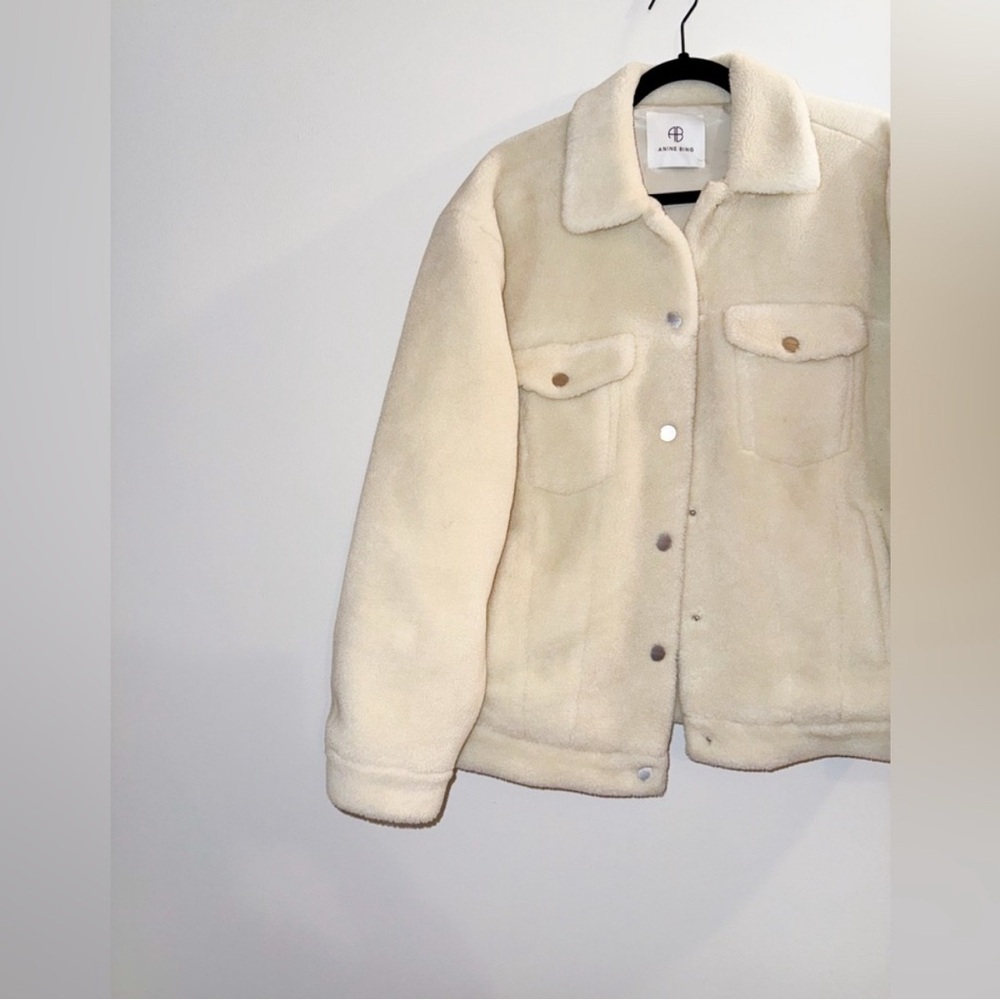 Anine Bing faux shearling oversized bomber jacket apres ski cabincore teddy - Picture 12 of 15